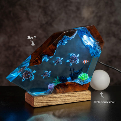 Sea Turtle Resin Ocean Lamp