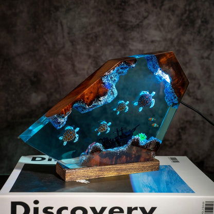 Sea Turtle Resin Ocean Lamp