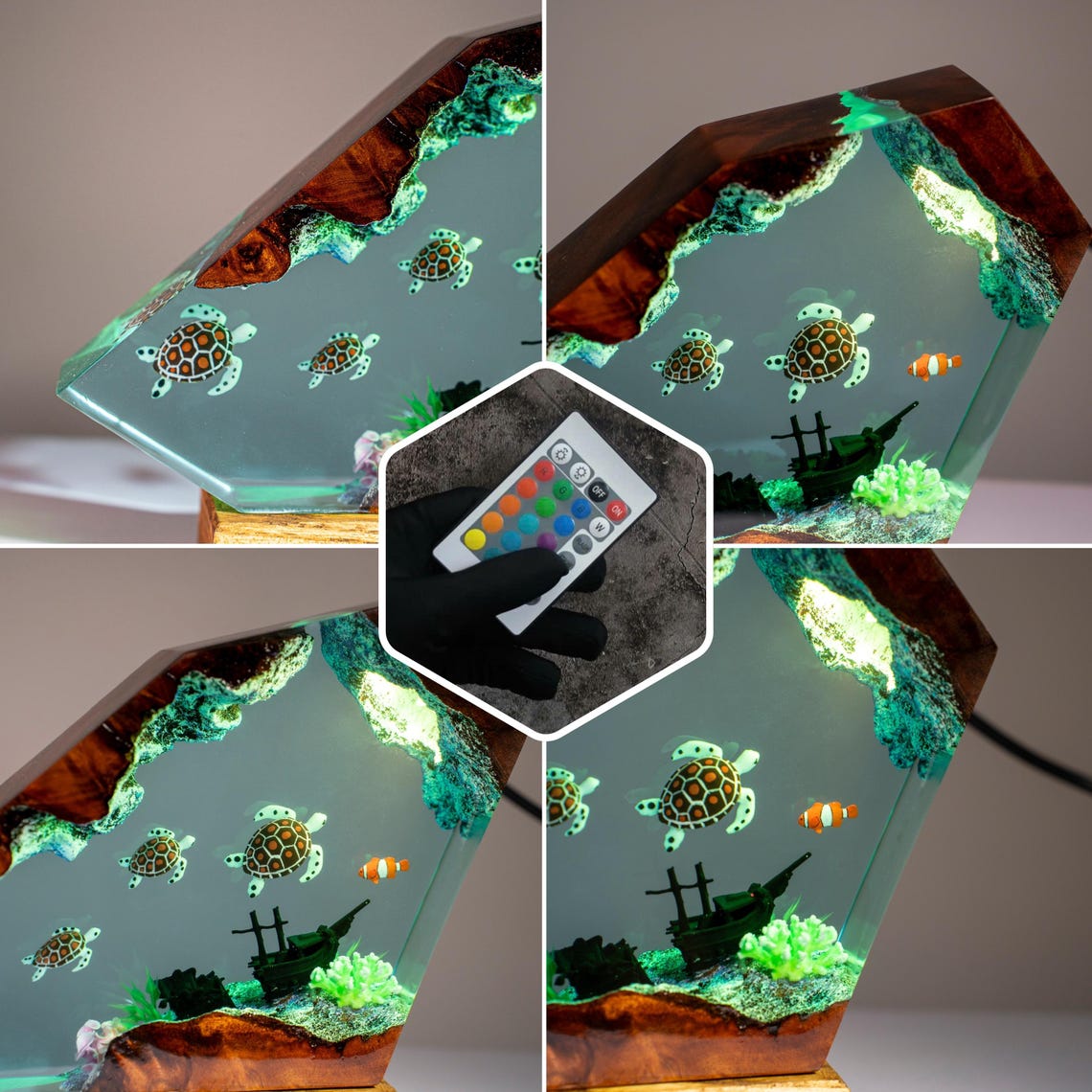 Sea Turtle Resin Ocean Lamp